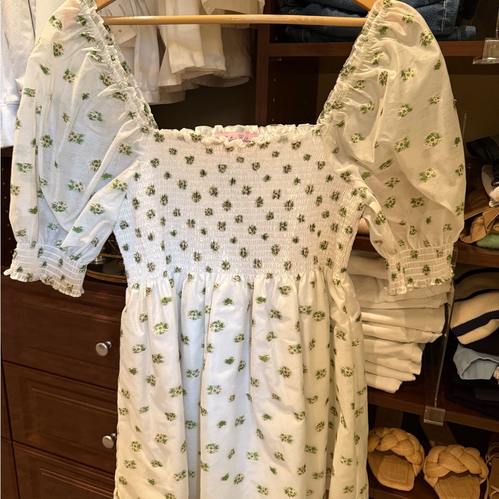 The Organza Athena Nap Dress - Olive/Coral Floral Jacquard